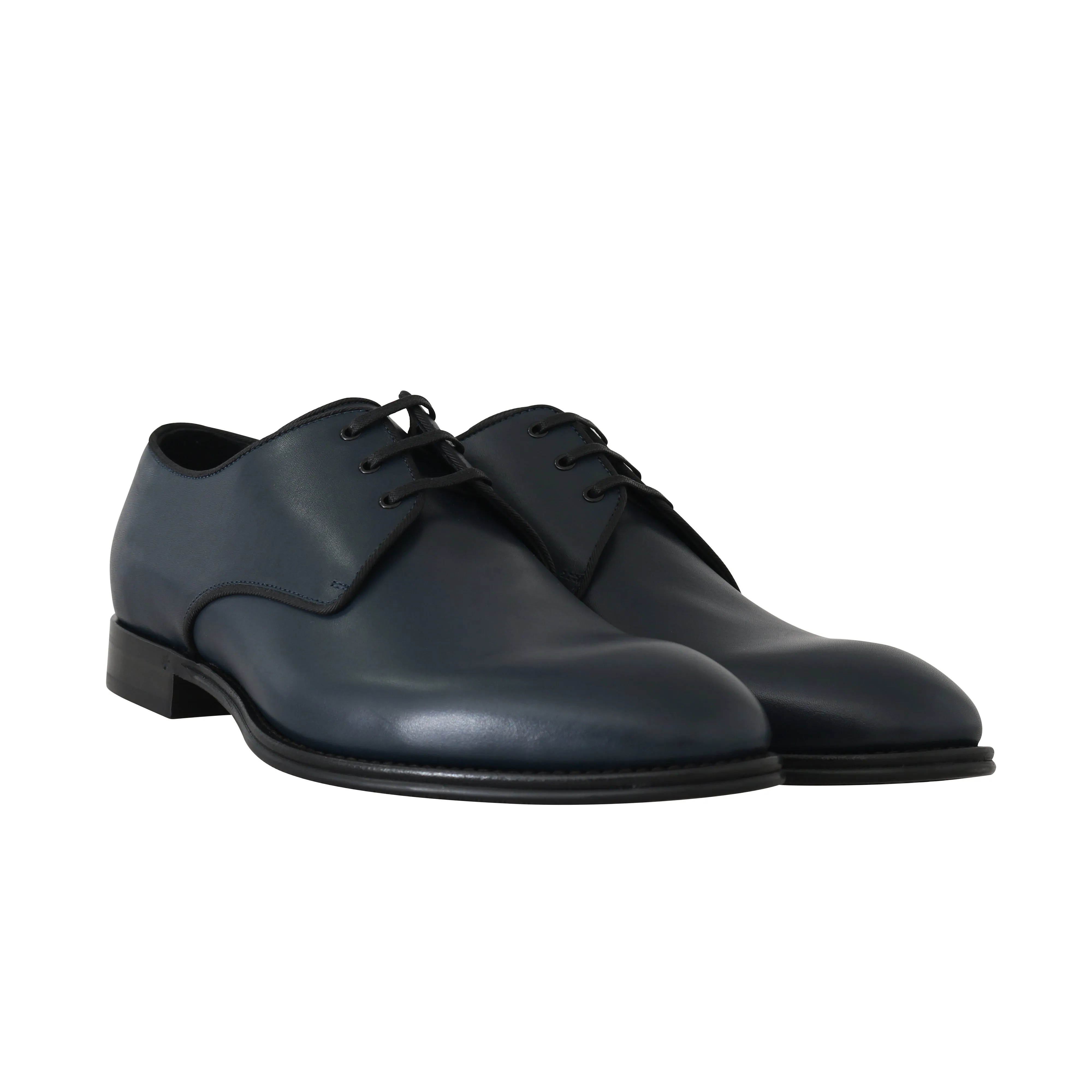 Blue Leather Derby Dress Formal Shoes
