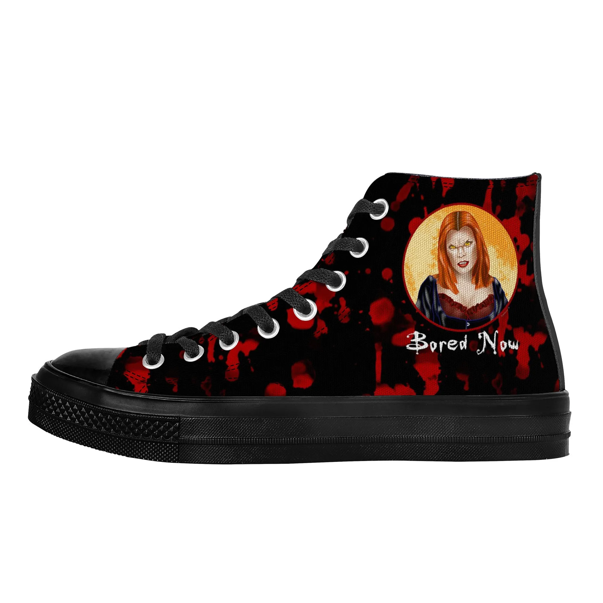 Bored Now / High Top Canvas Shoes - Black