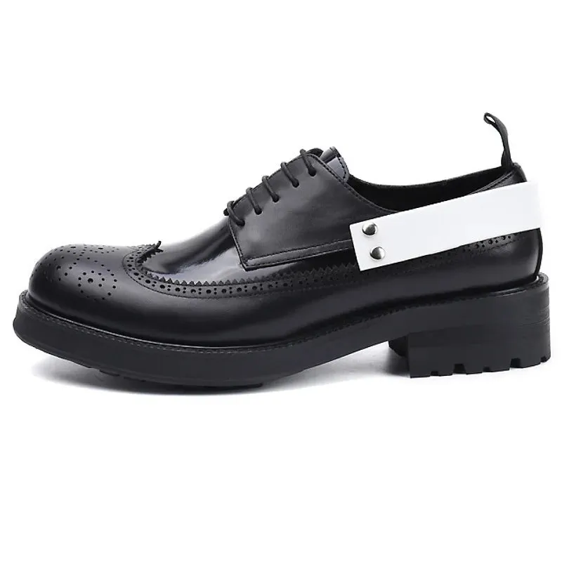 British Vintage Carved Brogue Shoes Mens Genuine Leather Dress Shoes