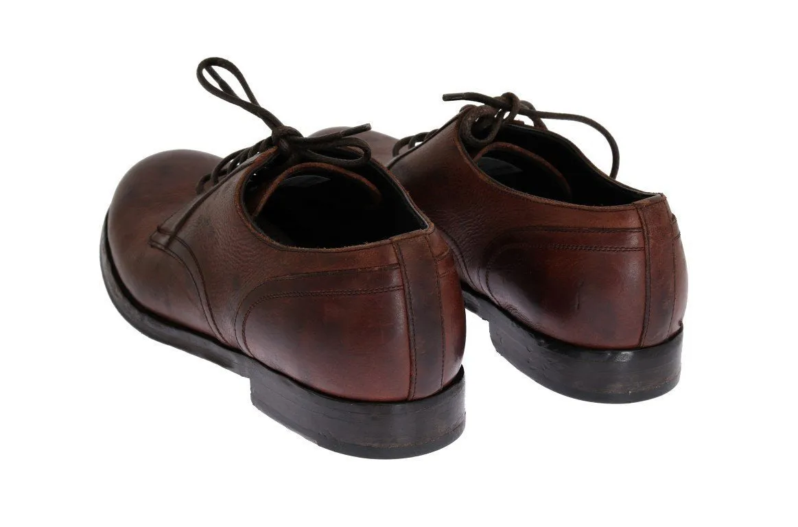 Brown Leather Laceup Formal Shoes