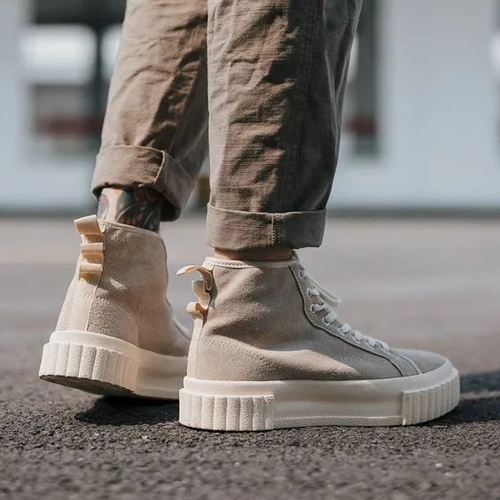 Couples Trendy High Top Leather Shoes