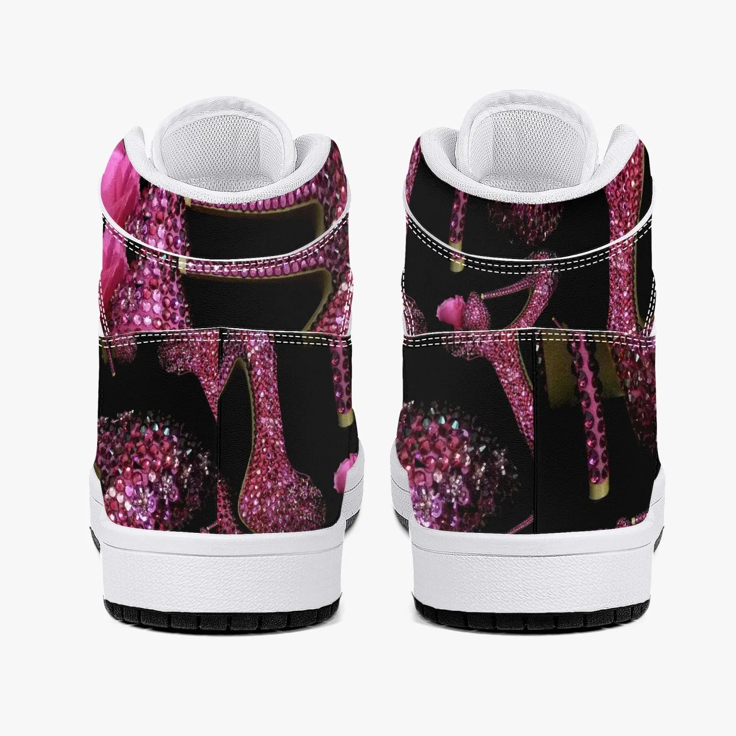 High-Top Leather Sneakers - White / Black