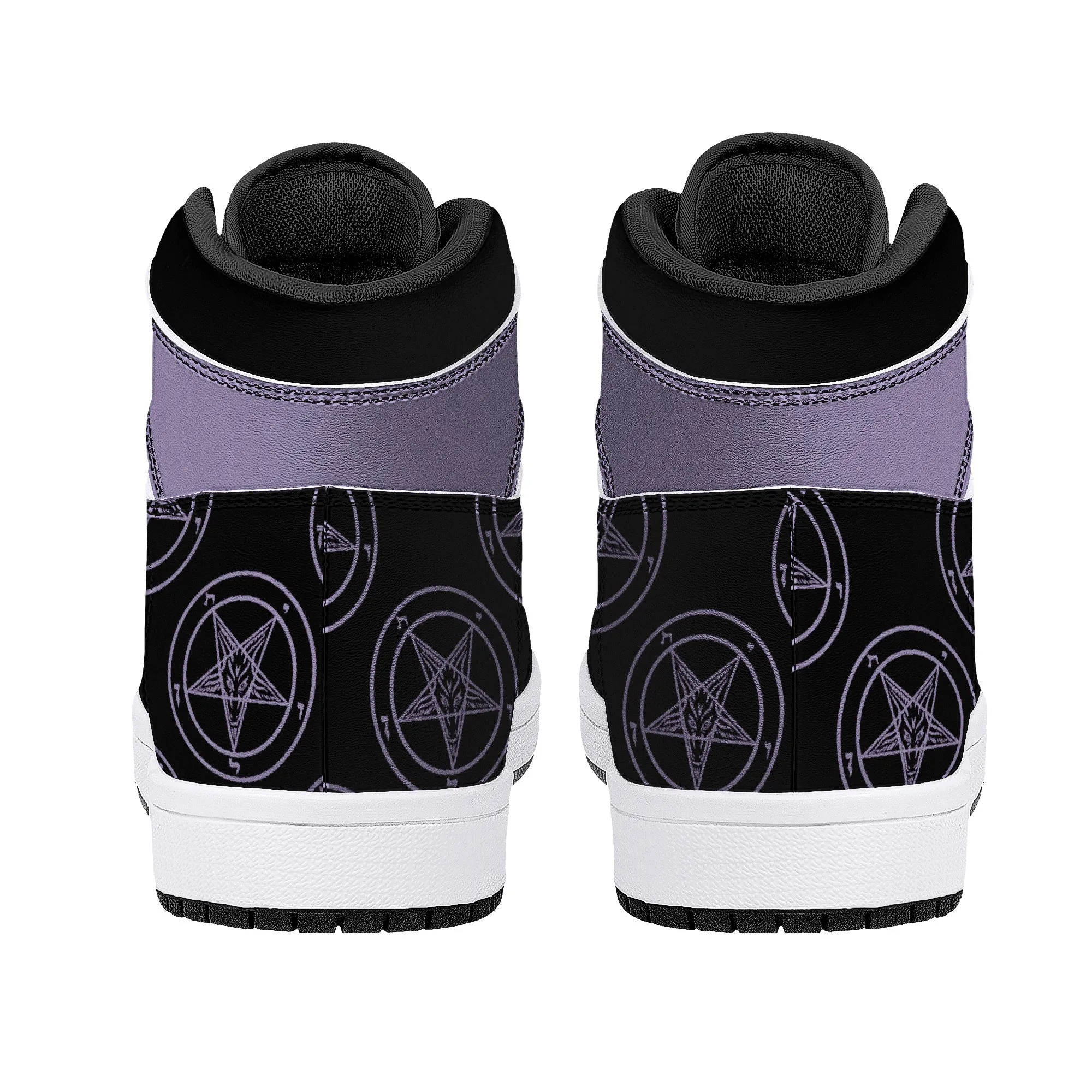 Lavender Baphomet High-Top Faux Leather Sneakers /Unisex /- Black