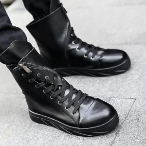 Men's High Top Side Solid Lace-ups