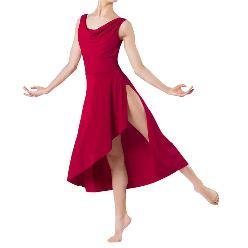 Modern Ballet Sleeveless Asymmetrical Long Dress