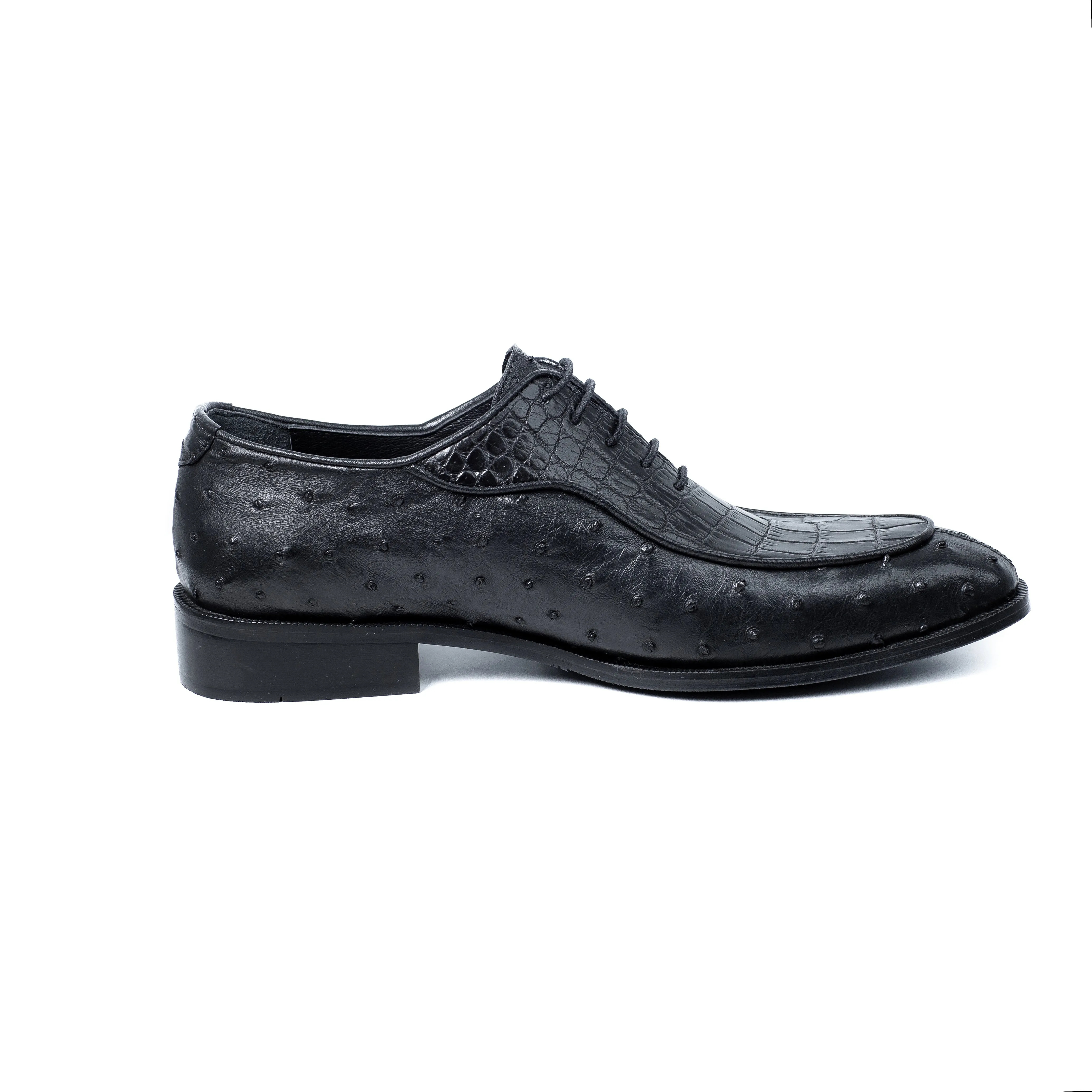 OSTRICH & CROCODILE LEATHER DERBY SHOES