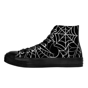 Spider Web / High Top Canvas Shoes /Unisex /- Black