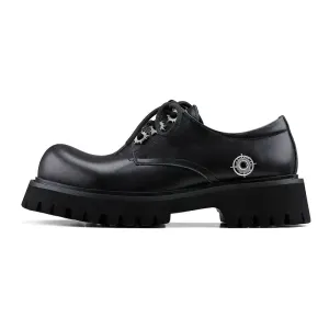 Thick Sole Round Toe Leather Derby Shoes